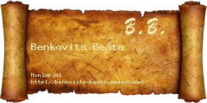 Benkovits Beáta névjegykártya